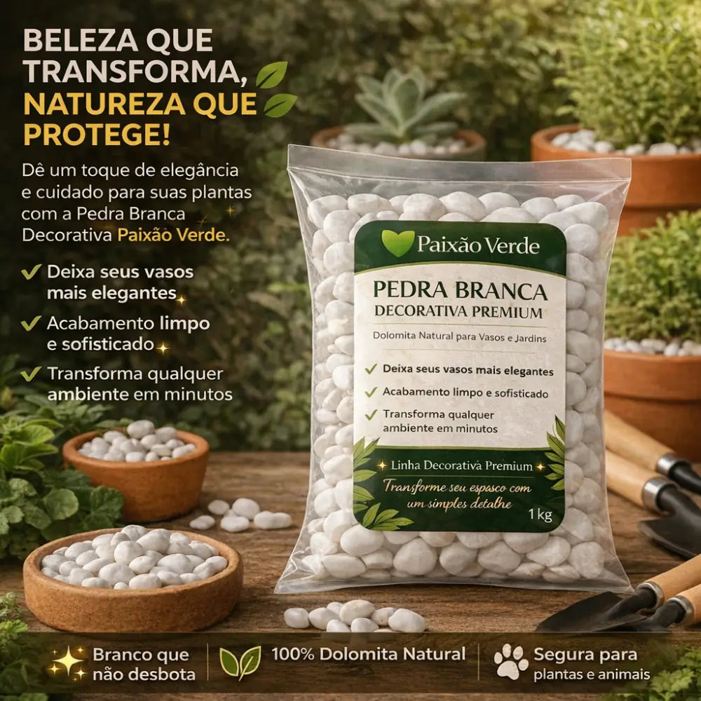 Pedra para Jardim Branca Natural Dolomita - Paixão Verde®