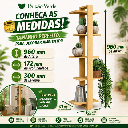 Suporte para Plantas na Parede de Madeira