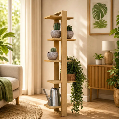 Suporte para Plantas na Parede de Madeira