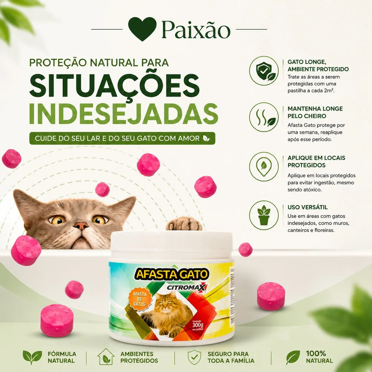 Afasta Gato Educativo -  Repelente Natural Olfativo - Paixão Verde