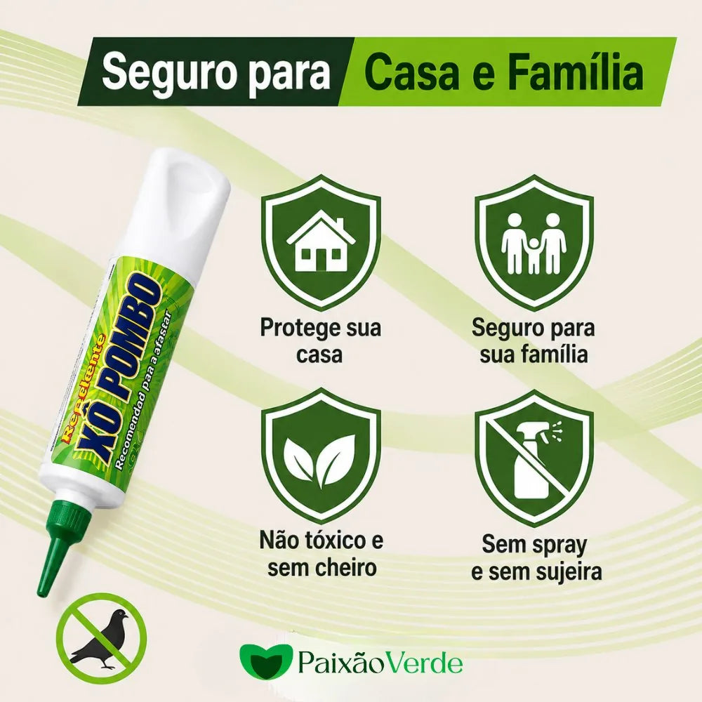 Gel Repelente para Pombos, Morcegos, Pardal - Paixão Verde®