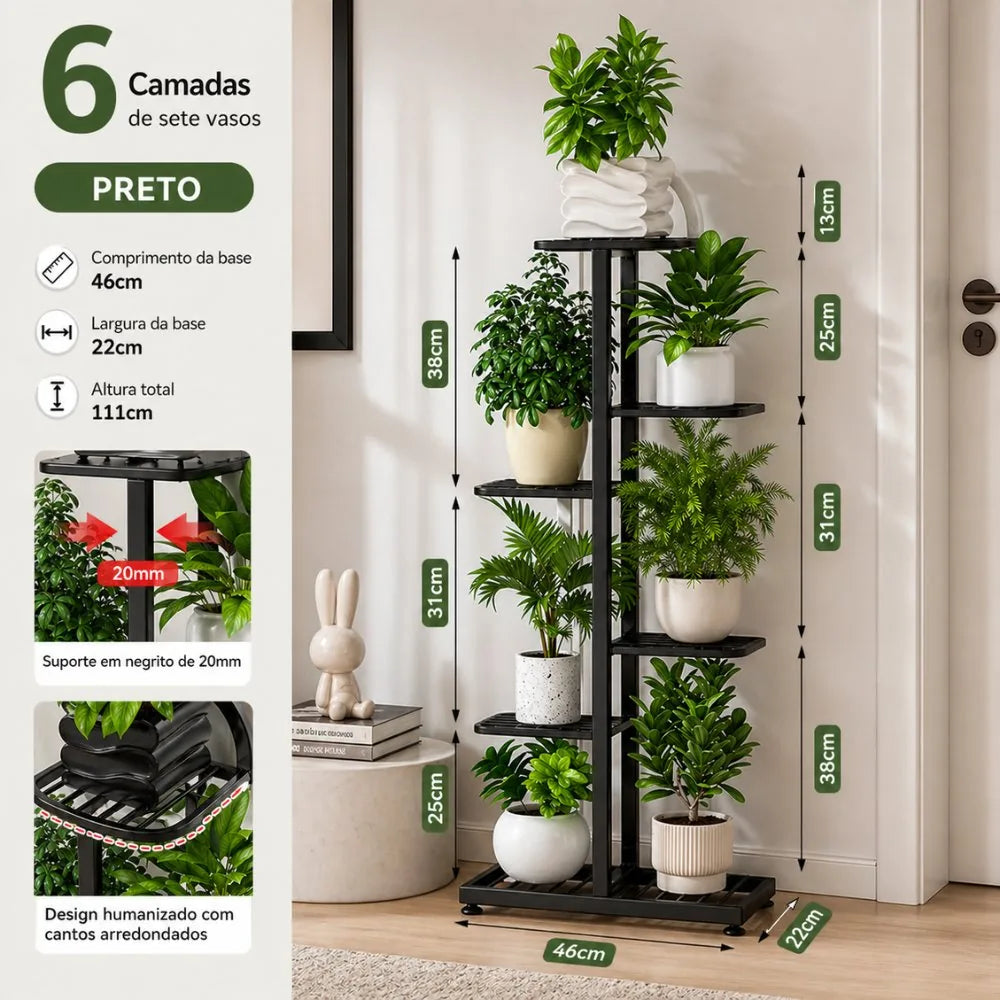 Suporte para Plantas de 6 Níveis - Paixão Verde®