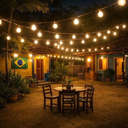 Varal de Lâmpadas Amarelas para Área Externa | Paixão Verde