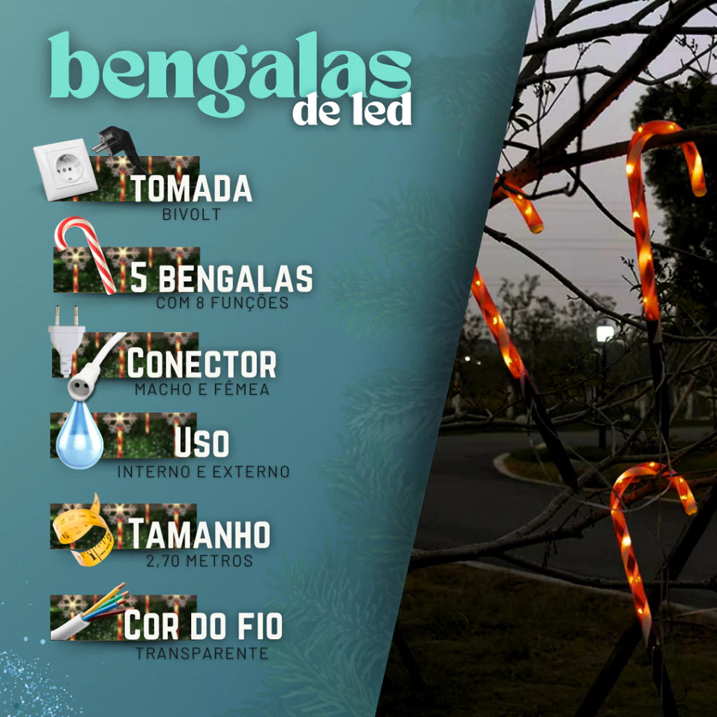 Bengalas LED Natalinas Decorativas – CandyShine