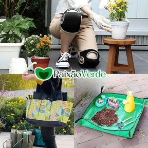 Kit Joelheira Com Bolsa de Ferramentas Para Jardinagem ou Tapete de Plantação