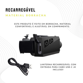Lanterna de Cabeça recarregável - Paixão Verde | Compre 1 leve 2 / Promoção