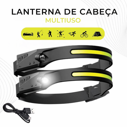 Lanterna de Cabeça recarregável IMPERMEÁVEL - Paixão Verde | Compre 1 Leve 2