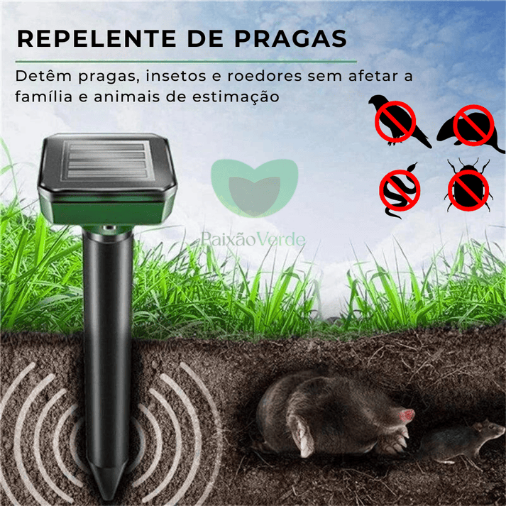 Repelente Solar Ultra Sônico Espanta Pragas 24 Horas A Prova d'água