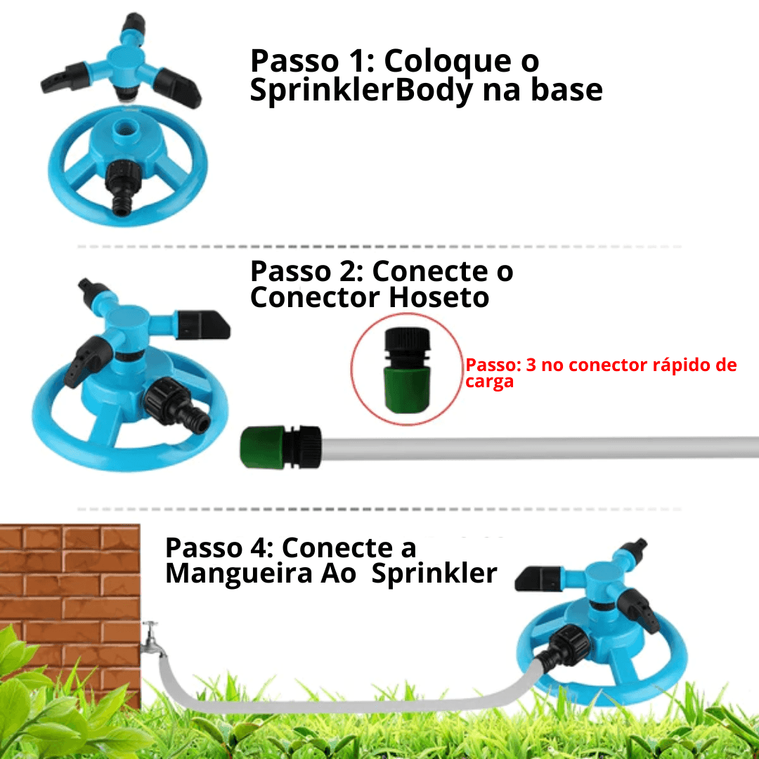 Aspersores Giratórios Automáticos 360° Com Pulverizador De 3 Braços - SpinGarden™ - Paixão Verde | Loja Online