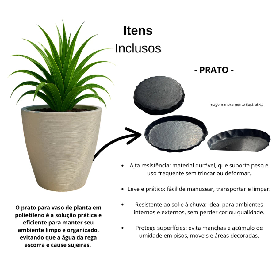 Vaso para plantas com design escovado- Paixão Verde