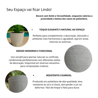 Vaso para plantas com design escovado- Paixão Verde
