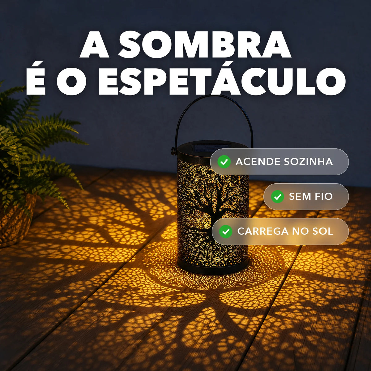 Lanterna Solar de Jardim - SombraViva™ Paixão Verde