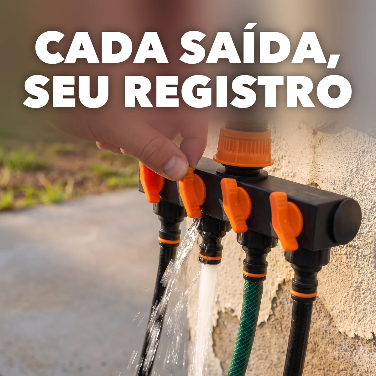 Distribuidor de Mangueira 4 Vias com Registro - FluxoQuatro™ Paixão Verde