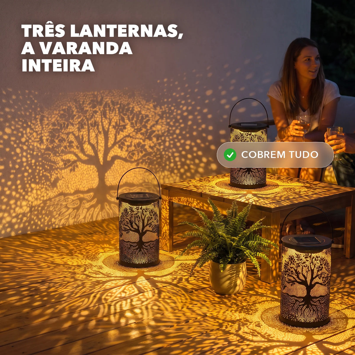 Lanterna Solar de Jardim - SombraViva™ Paixão Verde
