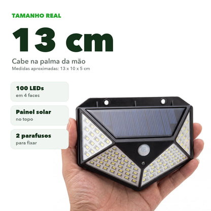 Luminária solar na palma da mão, cerca de 13 cm de largura