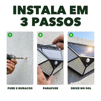 Como instalar a luminária solar em 3 passos: furar, parafusar e deixar no sol