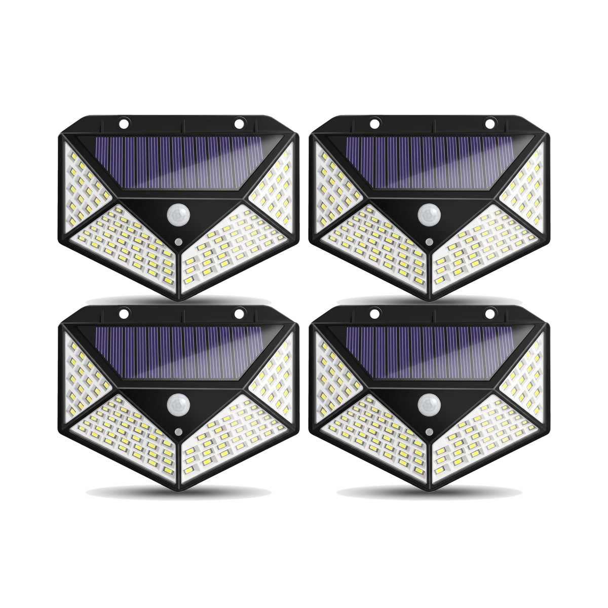 Kit com 4 luminárias solares externas com sensor de presença