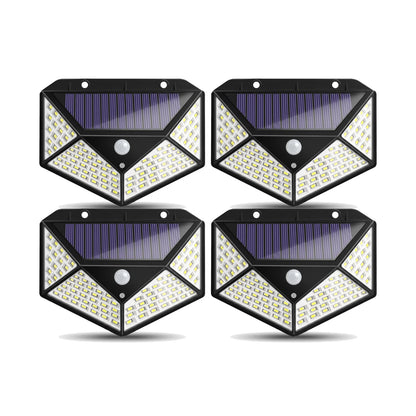 Kit com 4 luminárias solares externas com sensor de presença