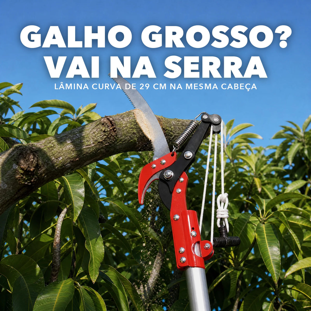 Serrote Podador de Galhos Altos 2 em 1 com Serra - PodaAlta™