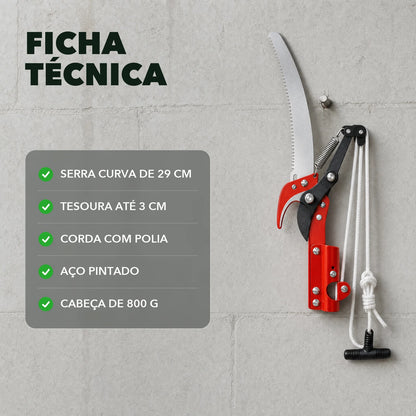 Serrote Podador de Galhos Altos 2 em 1 com Serra - PodaAlta™
